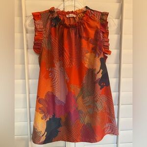 Colorful Les Femmes Ruffle Sleeveless Top Excellent Condition Womens Size Small